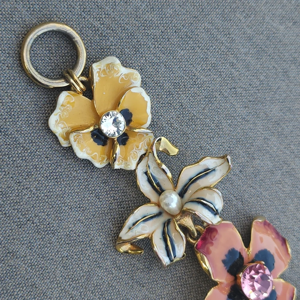 Kenneth j Lane Vintage Enameled Floral Flowers bracelet designer crystal… - Picture 4 of 16